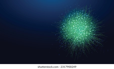 Bacterio. Ilustración médica microscópica vectorial abstracta de tipos de bacterias azules, virus o esporas que se cierran en el fondo oscuro. 
Concepto de ciencia, tecnología, medicina. Ilustración vectorial.