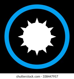 Bacterium vector icon. Style is bicolor flat rounded symbol, blue and white colors, rounded angles, black background.