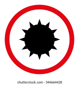 Bacterium vector icon. Style is bicolor flat rounded symbol, intensive red and black colors, rounded angles, white background.