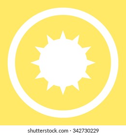 Bacterium vector icon. Style is flat rounded symbol, white color, rounded angles, yellow background.