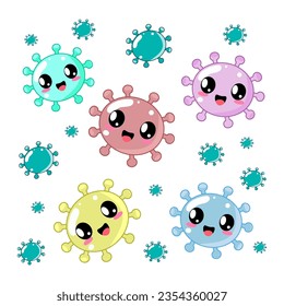 ilustración vectorial del carácter del virus de la bacteria