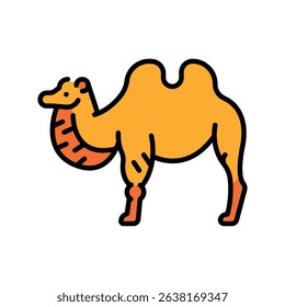 Bactrian camel color flat icon for digital and print projects. Asian animals. Minimal clean icons for apps and websites. Modern simple icons for UI UX and branding