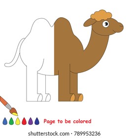 Bactrian camel, the coloring book to educate preschool kids with easy gaming level, the kid educational game to color the colorless half by sample.