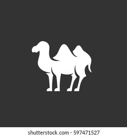 Bactrian camel icon illustration isolated on black background. Bactrian camel vector logo. Flat design style. Modern vector pictogram, sign, symbol for web graphics - stock vector