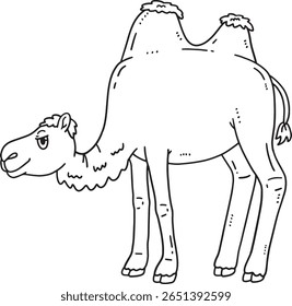 Bactrian Camel Isolated Coloring Page for Kids 