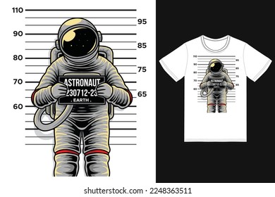 Bad astronaut illustration with tshirt design premium vector the Concept of Isolated Technology. Flat Cartoon Style Suitable for Landing Web Pages, Banners, Flyers
