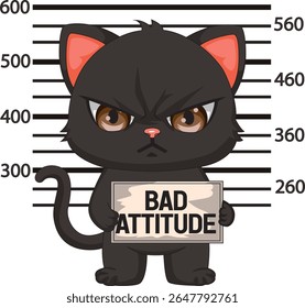 Gato de atitude ruim com vetor de placa