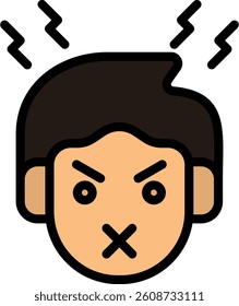 Bad Attitude Icon Lineal Color Vector Illustration