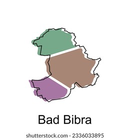 Ilustración vectorial de Mapa de la Ciudad de Bibra Mala de Alemania, plantilla vectorial con estilo de esbozo gráfico aislado en fondo blanco