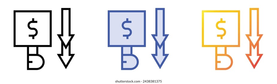 bad bid icon. Linear, Blue Fill and Gradient Style Design Isolated On White Background