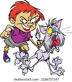 Bad boy cat little evil bad action boy naughty boy little pest