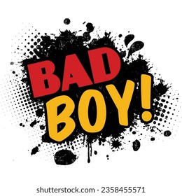 Bad boy on black ink splatter background, vector illustration