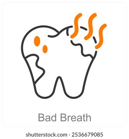 Bad Breath and Dental care icon concept