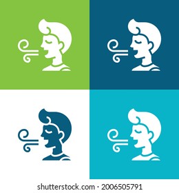 Bad Breath Flat four color minimal icon set