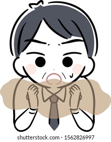 Bad breath, middle aged, illustration　vector