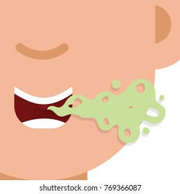 Bad breath, smells from a man's mouth. Vector illustration