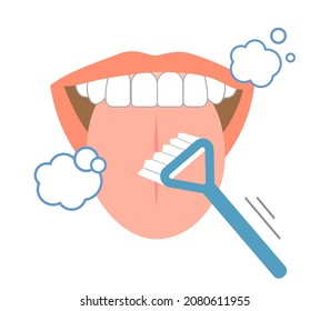 Bad breath and tongue stains Oral care illustrations
