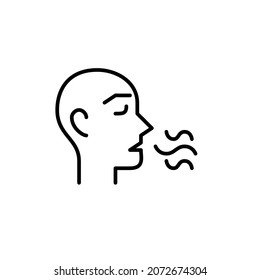 Bad breath vector line art pixel perfect icon. Unhealthy medical condition. Editable stroke