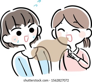 Bad breath woman illustration　vector