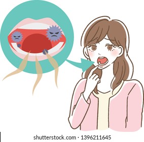 Bad breath woman illustration vector