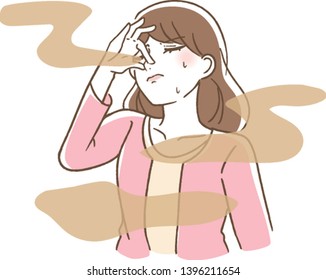 Bad breath woman illustration vector