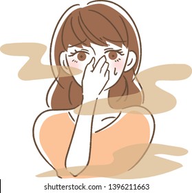 Bad breath woman illustration vector