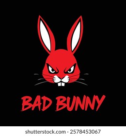 Bad Bunny Illustration, Best for Street Wear T Shirt, Angry Bunny logo for funny t shirt design