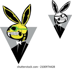bad bunny logo  rabbit in jacket   glasses