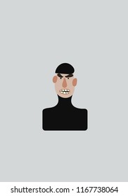 Bad burglar with creepy face. 