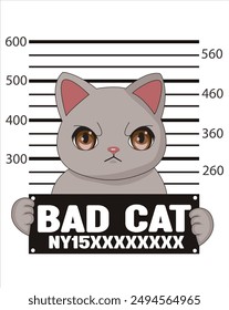 Bad cat prisoner number fifteen with police data board