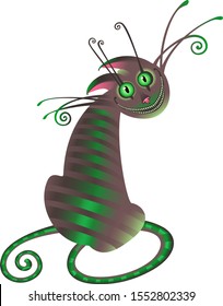 Bad Cat. Vector image of a sitting back cat with a toothy smile