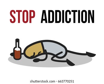 The bad character traits. Stop addiction, Alcohol, Conceptual vector illustration.