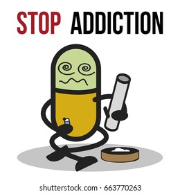 The bad character traits. Stop addiction, Marijuana, Conceptual vector illustration.