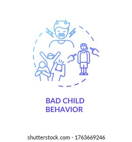 Bad Child Behavior Concept Icon. Parenting Problems. Kids Psychologist Counseling Idea Thin Line Illustration. Childcare And Social Work. Vector Isolated Outline RGB Color Drawing