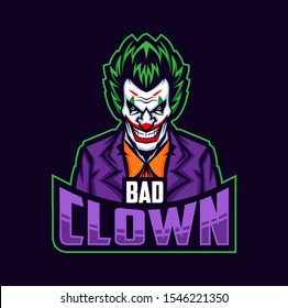 BAD CLOWN MASCOT ESPORT LOGO DESIGN