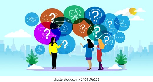 Bad communication, miscommunicate unclear message and information, Problems in communication concept With icons. Cartoon Vector People Illustration