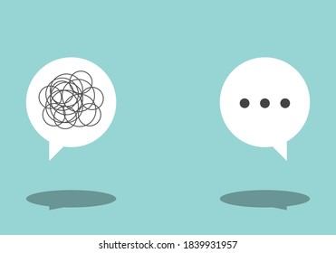 Bad communication speech bubble sign. Problem resolve control. Don’t understand. Communicate not clear. Business concept flat vector illustration.