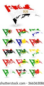 Bad condition flags of Africa.All elements are separated in editable layers clearly labeled.