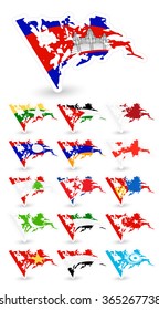 Bad condition flags of Asia. Set 2.All elements are separated in editable layers clearly labelled.