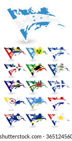 Bad condition flags of North America Set 2.Vector flags collection.