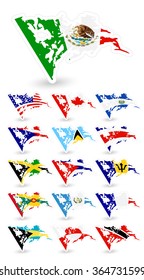 Bad condition flags of North America.Vector flag set.