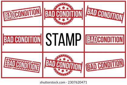 Bad condition Red Rubber Stamp set vector design.