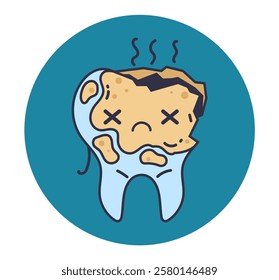 Bad condition tooth character isolated concept. Vector flat graphic design illustration