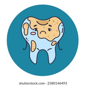 Bad condition tooth character isolated concept. Vector flat graphic design illustration