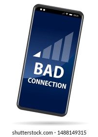 bad connection on smartphone, vector illustration 