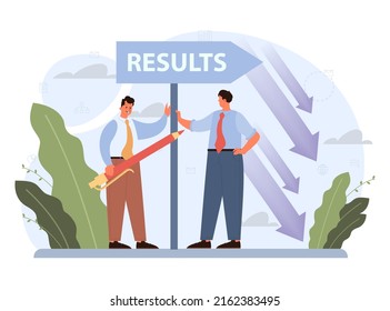 Bad consequences concept. Business character making action and dealing with a result of it. Person making bad business descisions. Aftermath problem or bad luck. Flat vector illustration