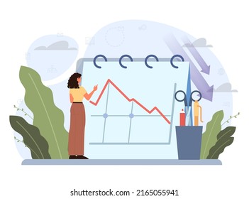 Bad consequences concept. Business character making action and dealing with a result of it. Person making bad business descisions. Aftermath problem or bad luck. Flat vector illustration