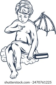 Bad Cupid Demon Line Art