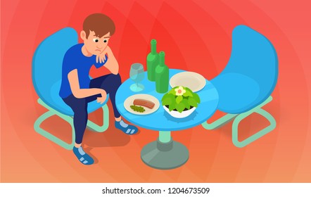 Bad date concept banner. Isometric banner of bad date vector concept for web, giftcard and postcard
