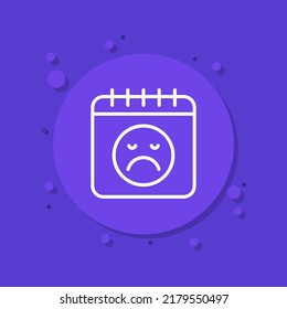 bad day icon with calendar and sad emoji